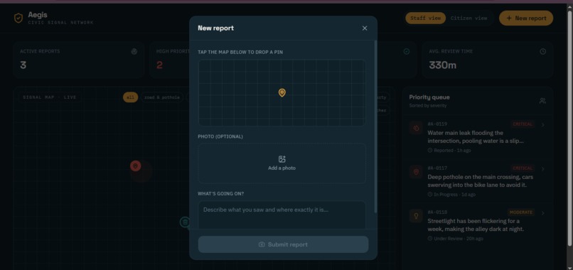 Aegis — AI-Triaged Civic Infrastructure Reporting – screenshot 4
