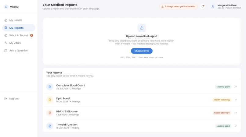 VitalAI | Medical Report Analyzer – screenshot 1