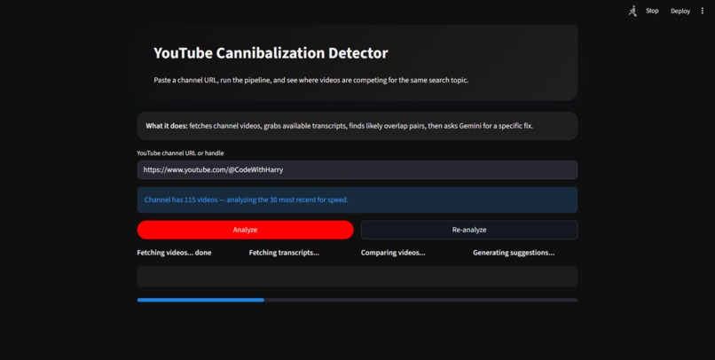 YouTube Cannibalization Detector – screenshot 3