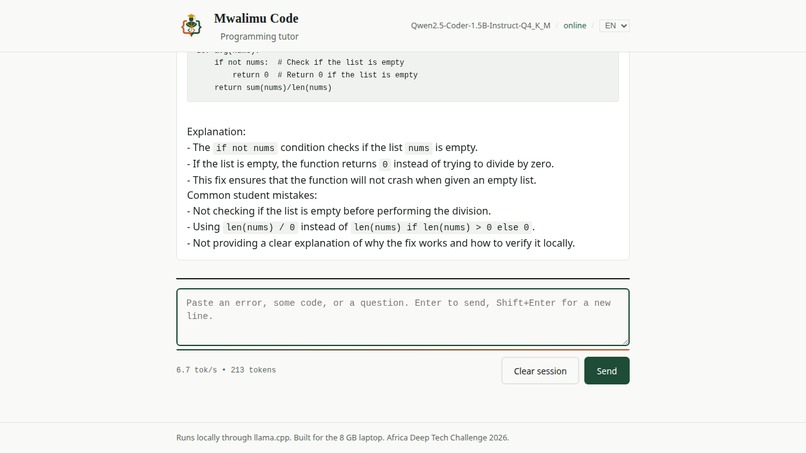 Mwalimu Code — Offline AI Programming Tutor – screenshot 2