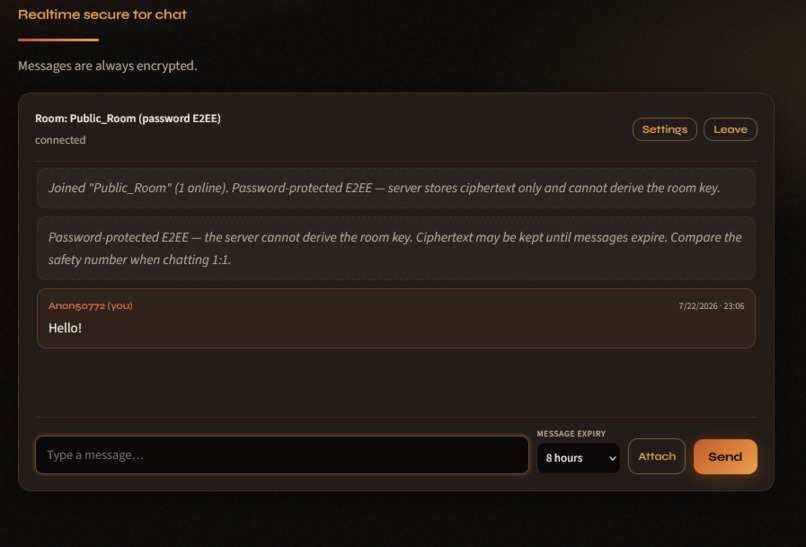 Web based Encrypted Tor Chat – screenshot 3