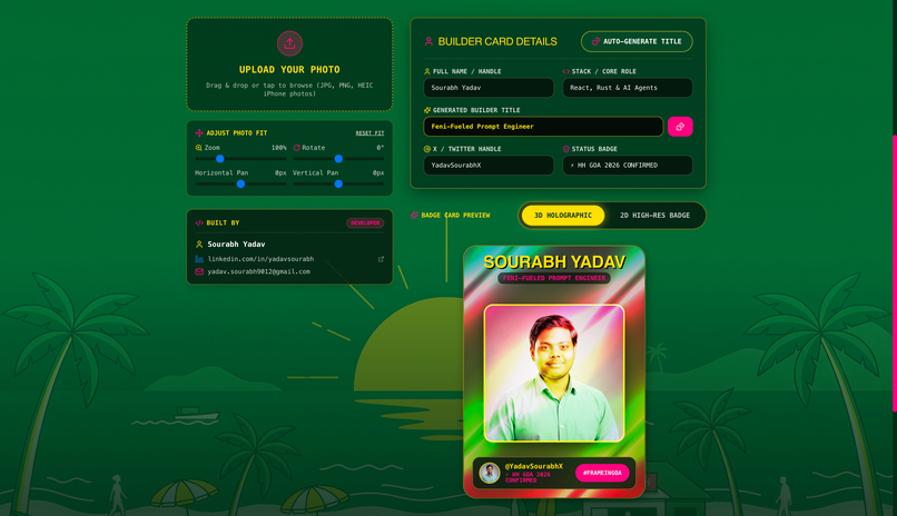 HH Goa 2026 Frame & Builder ID Generator – screenshot 1