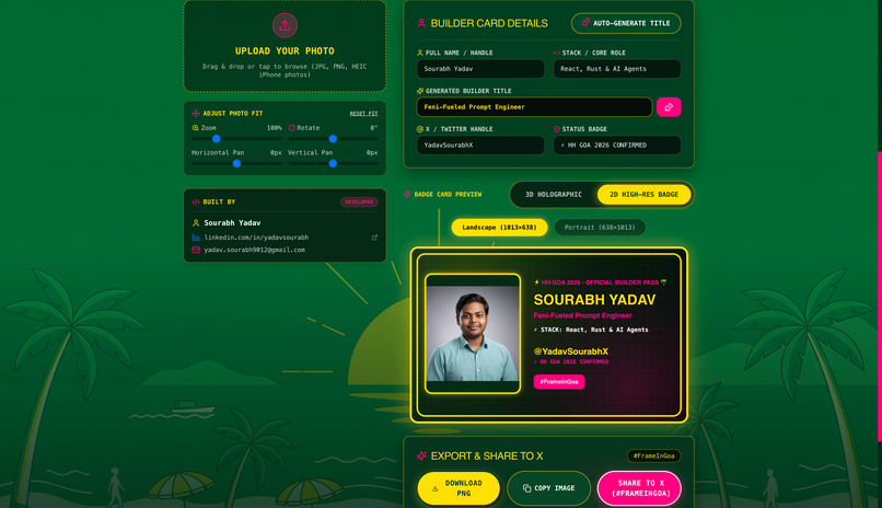 HH Goa 2026 Frame & Builder ID Generator – screenshot 2