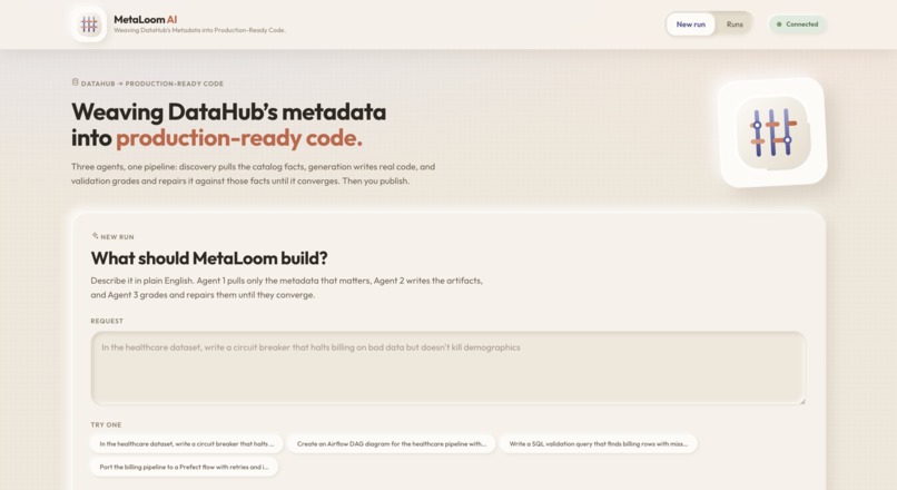 MetaLoom AI: Metadata-Aware Code Generation & Development – screenshot 1