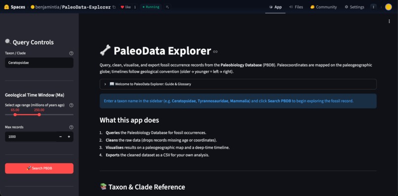 PaleoData Explorer – screenshot 1