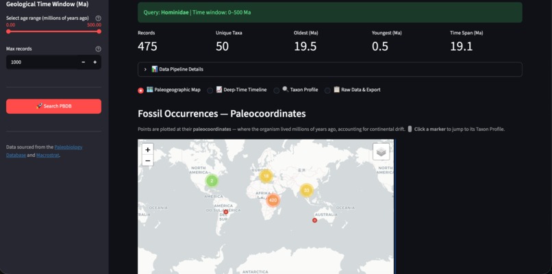 PaleoData Explorer – screenshot 2