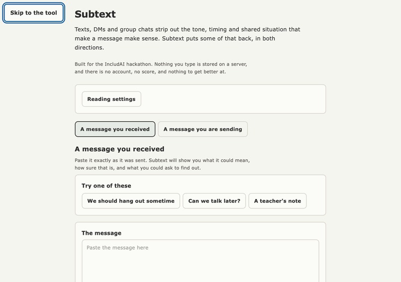 Subtext – screenshot 2
