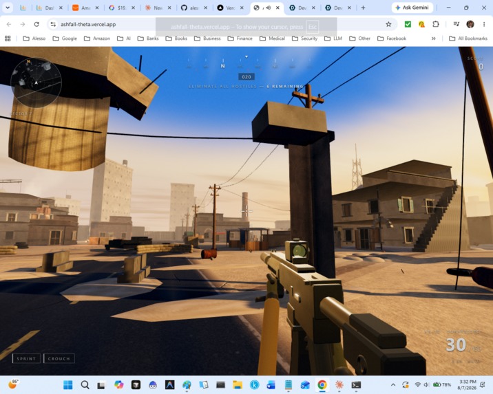 ASHFALL — Browser FPS built by a fleet of AI Agents – screenshot 3