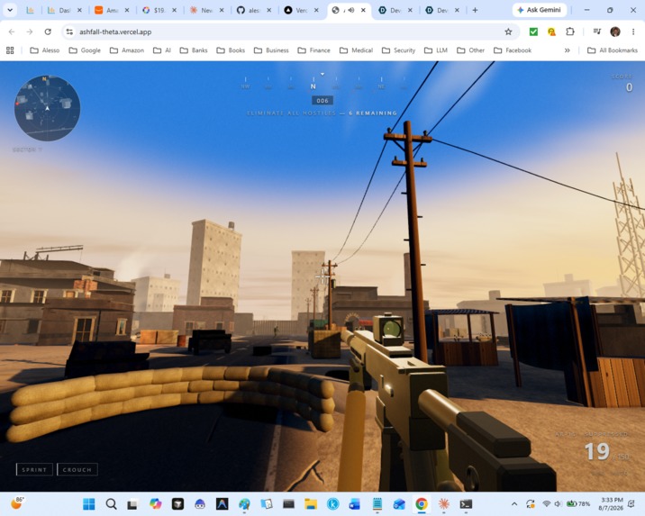 ASHFALL — Browser FPS built by a fleet of AI Agents – screenshot 4