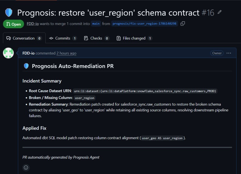 Prognosis — Self-Healing Data Agent for DataHub – screenshot 5