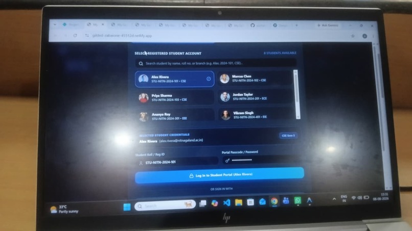 student portal – screenshot 1
