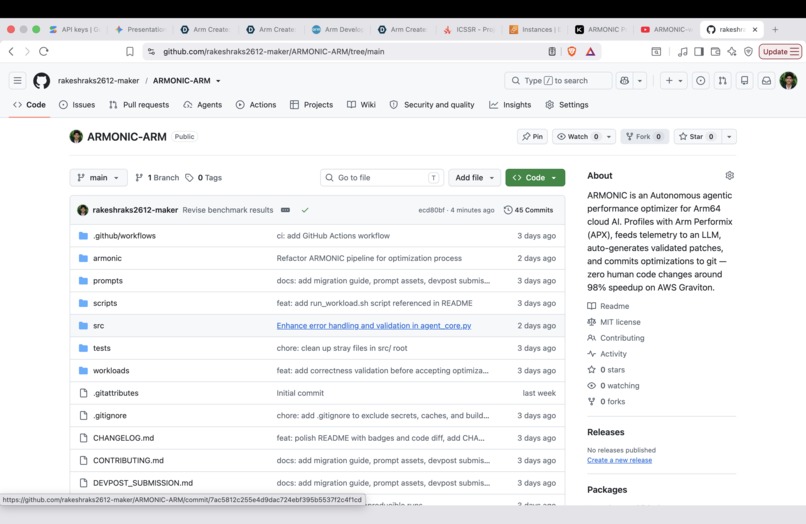 ARMONIC: Autonomous Optimization for Arm64 Cloud AI – screenshot 2