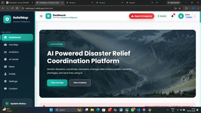 ReliefMap: AI-Powered Disaster Relief Coordination – screenshot 1