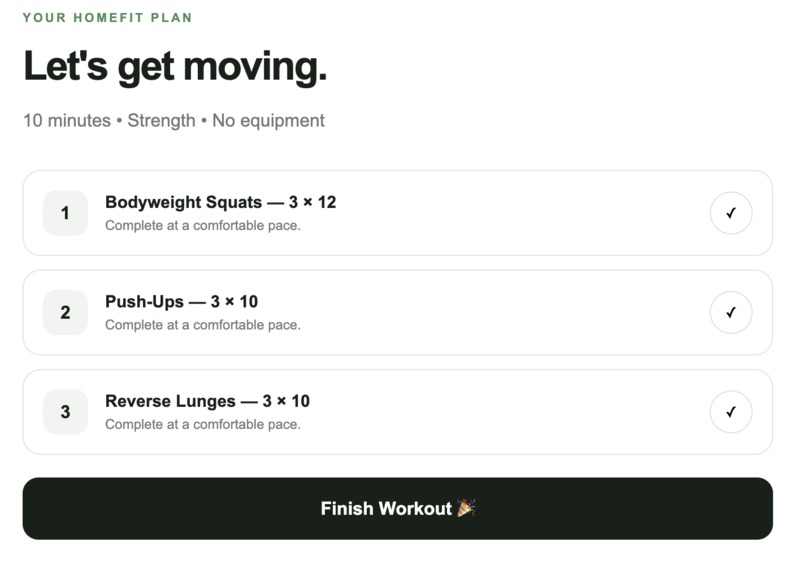 HomeFit – screenshot 3