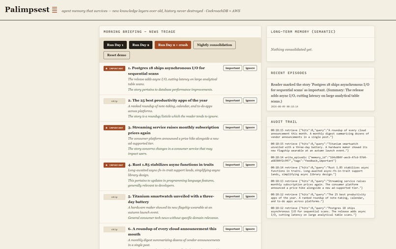 Palimpsest — agent memory that survives – screenshot 5