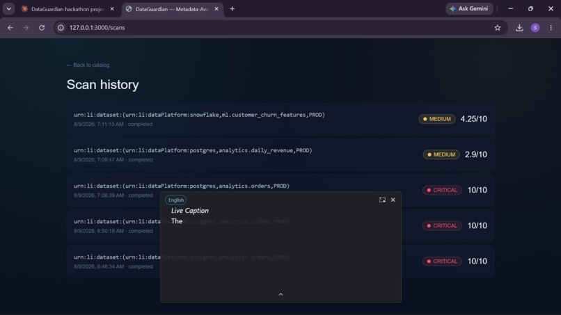 DataGuardian – Metadata-Aware Data Reliability Agent – screenshot 3
