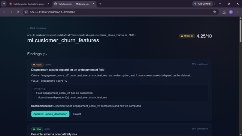 DataGuardian – Metadata-Aware Data Reliability Agent – screenshot 5