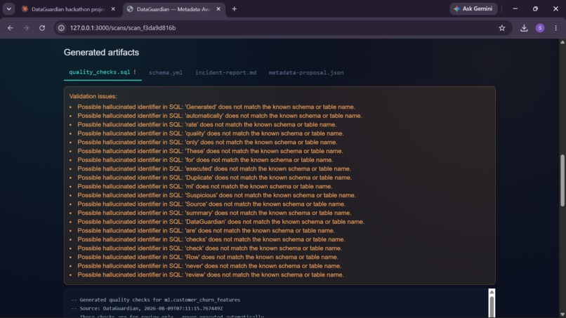 DataGuardian – Metadata-Aware Data Reliability Agent – screenshot 7