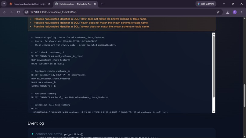 DataGuardian – Metadata-Aware Data Reliability Agent – screenshot 8