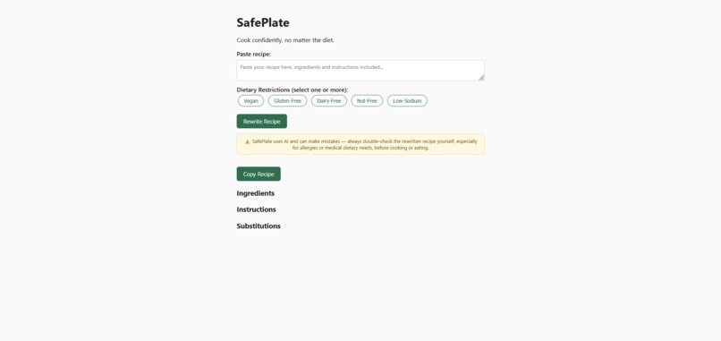 SafePlate – screenshot 1