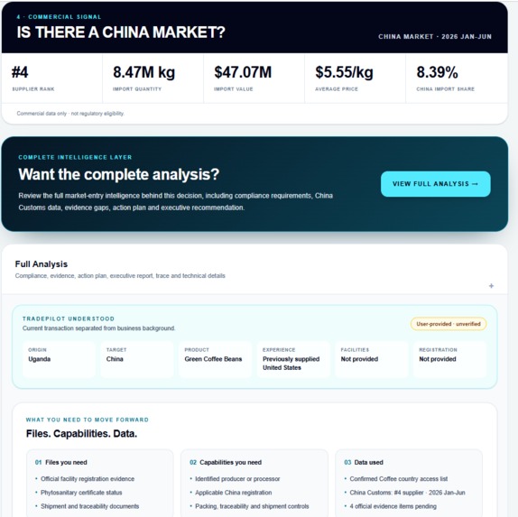 TradePilot — Food & Plant Market Entry Copilot – screenshot 3