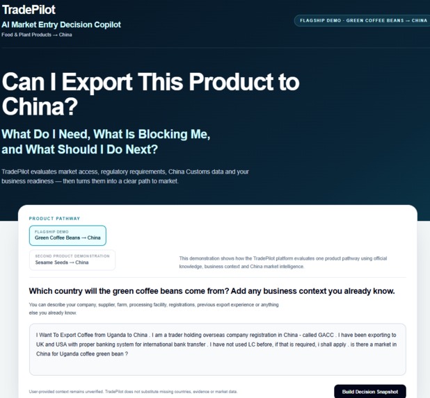 TradePilot — Food & Plant Market Entry Copilot – screenshot 5