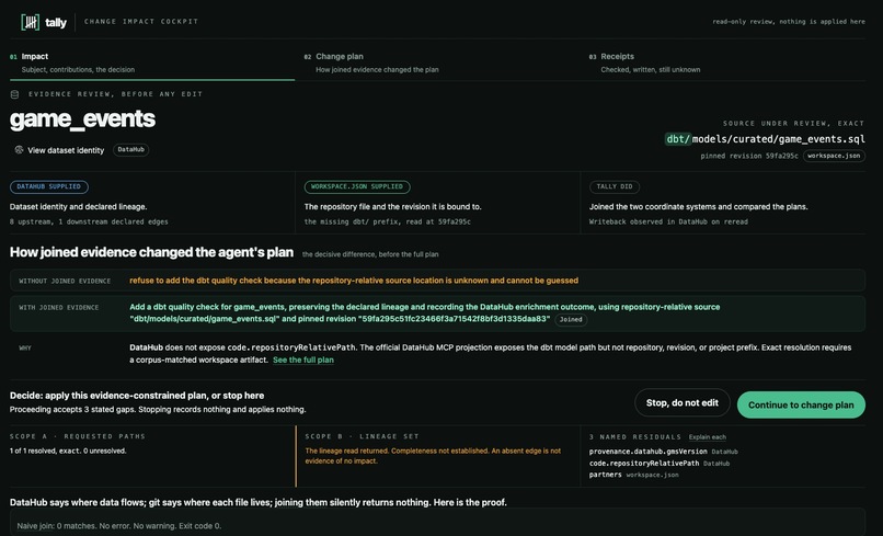 Tally — workspace.json for DataHub – screenshot 6