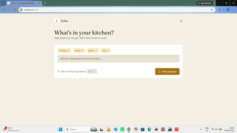 Zaika— AI Recipe Generator – screenshot 1