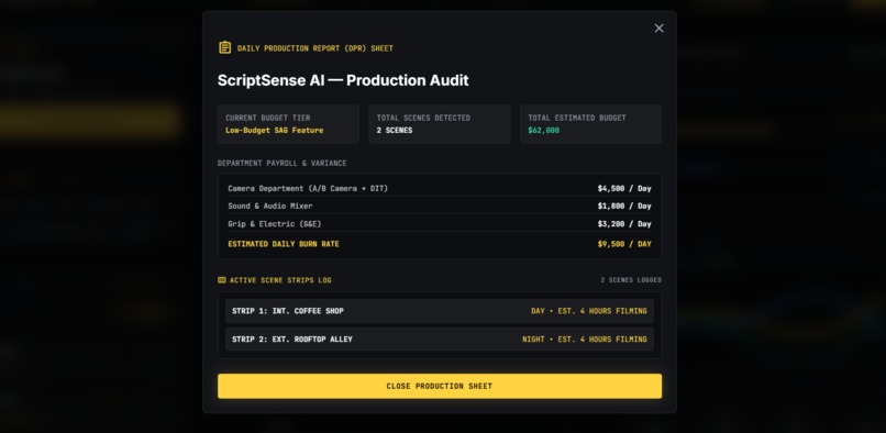 ScriptSense AI — Hollywood Production Intelligence Engine – screenshot 4