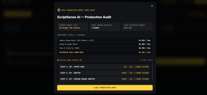 ScriptSense AI — Hollywood Production Intelligence Engine – screenshot 9