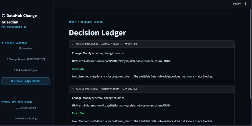 DataHub Change Guardian – screenshot 2
