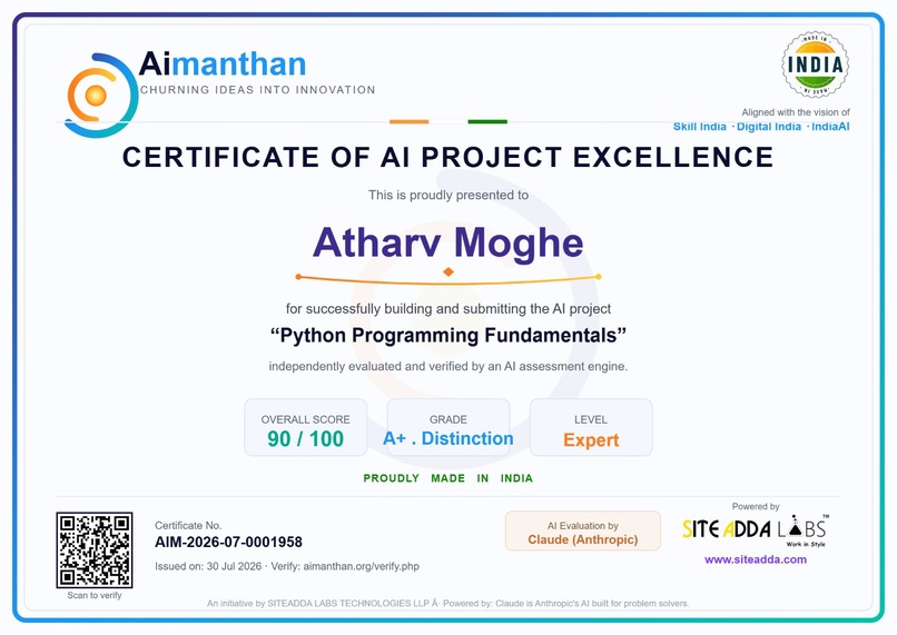 Certificates of Atharv Moghe – screenshot 1