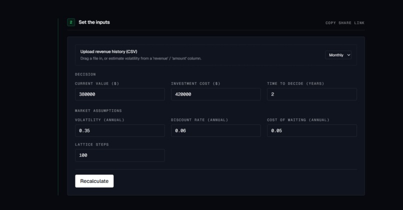 Optionrun – screenshot 1