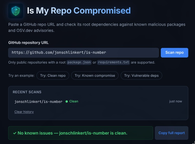 Is my repo compromised – screenshot 1