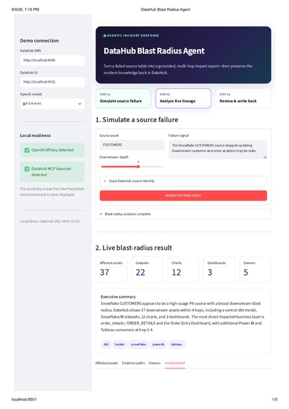 DataHub Blast Radius Agent – screenshot 1