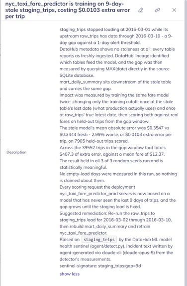 DataHub ML Model Health Sentinel – screenshot 3