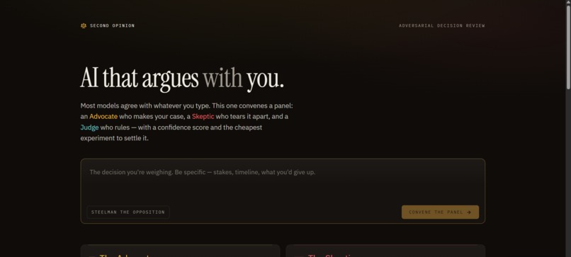 Second Opinion — AI That Argues With You – screenshot 1