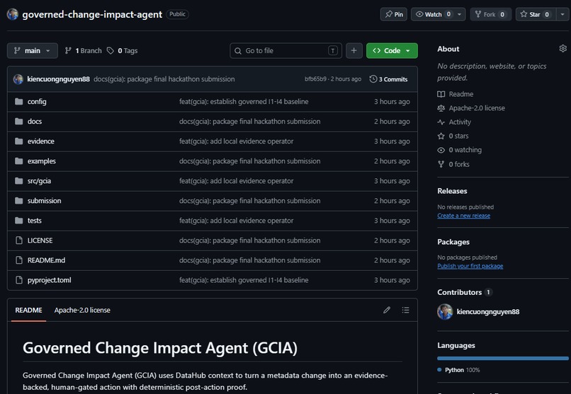 Governed Change Impact Agent (GCIA) – screenshot 3