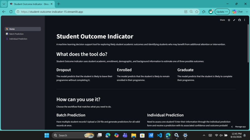 Student Outcome Indicator – screenshot 1