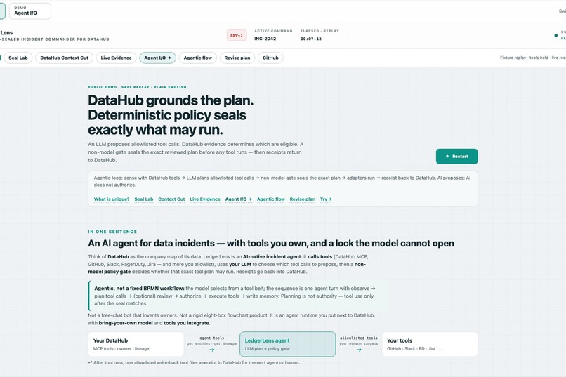 LedgerLens — Policy-Sealed Incident Commander – screenshot 1