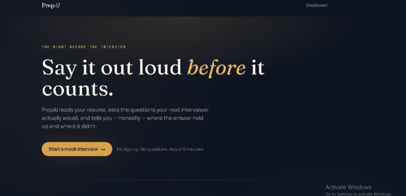 mock inerview – screenshot 1
