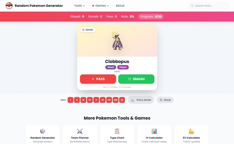 Roll a random Pokemon from all 9 generations – screenshot 3