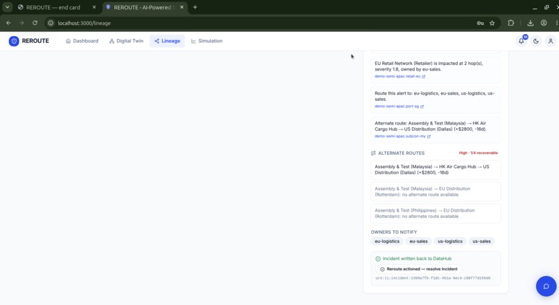 REROUTE — Supply-Chain Incident Response on DataHub – screenshot 10