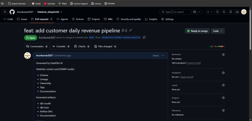 DataPilot AI : The Metadata Aware AI Data Engineer – screenshot 1