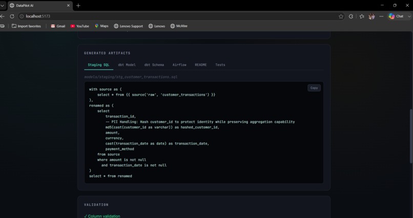 DataPilot AI : The Metadata Aware AI Data Engineer – screenshot 4