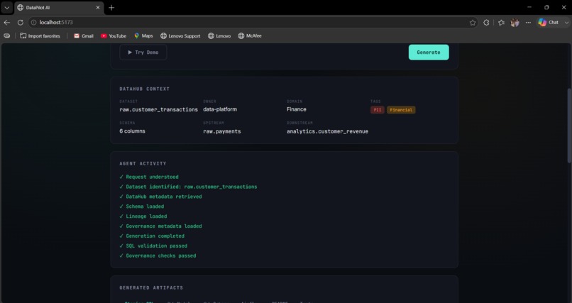 DataPilot AI : The Metadata Aware AI Data Engineer – screenshot 13