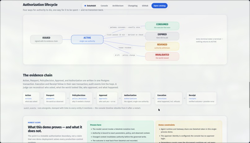 DataHubX - Context-Bound Authorization for agents – screenshot 1