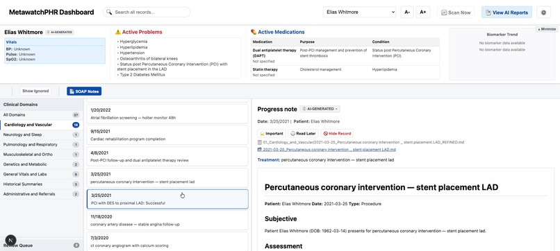 MetawatchPHR – screenshot 1