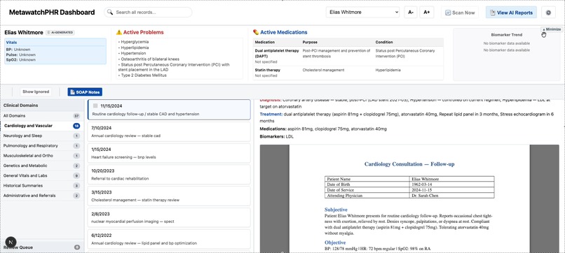 MetawatchPHR – screenshot 2