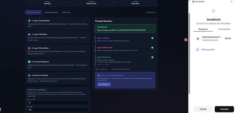 Cerberus: On-Chain Payment Firewall for AI Agents – screenshot 5